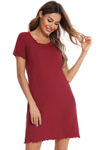 Round Neck Short Sleeve Lounge Dress - Sleepwear by Trendsi | Available at Handbags Specialist Headquarter