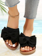 Bow-Tie Open Toe Flats Sandals - Women Sandals by Trendsi | Available at Handbags Specialist Headquarter