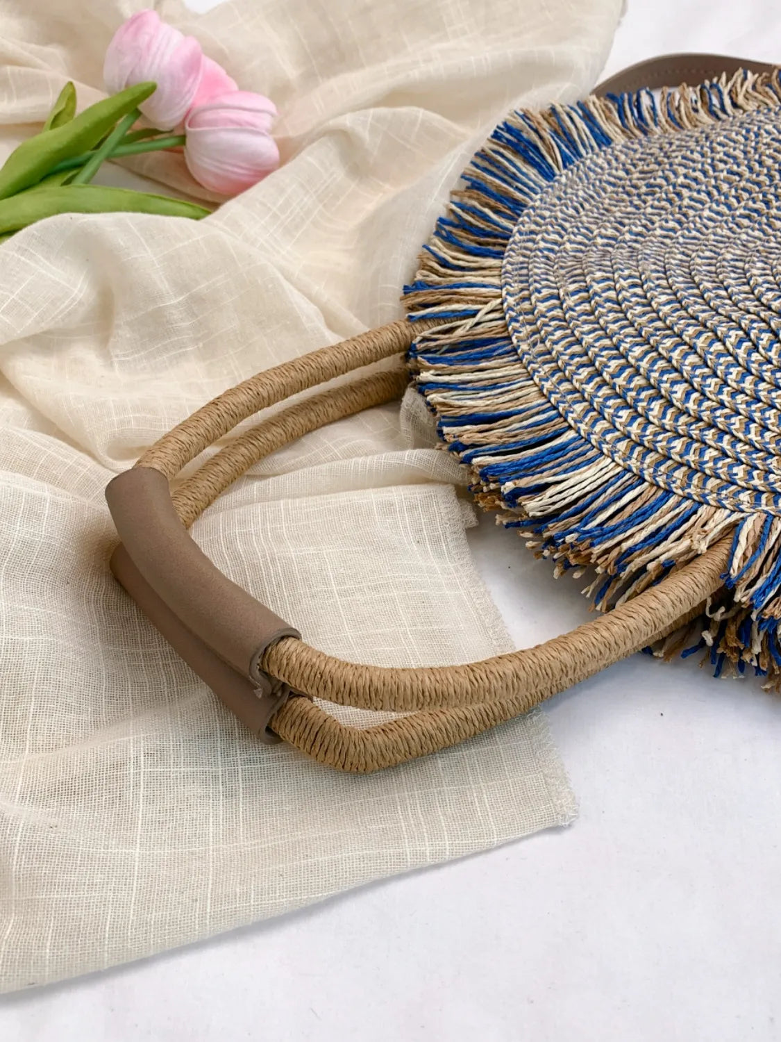 Round Woven Straw Tassel Handbag - handbags by Trendsi | Available at Handbags Specialist Headquarter