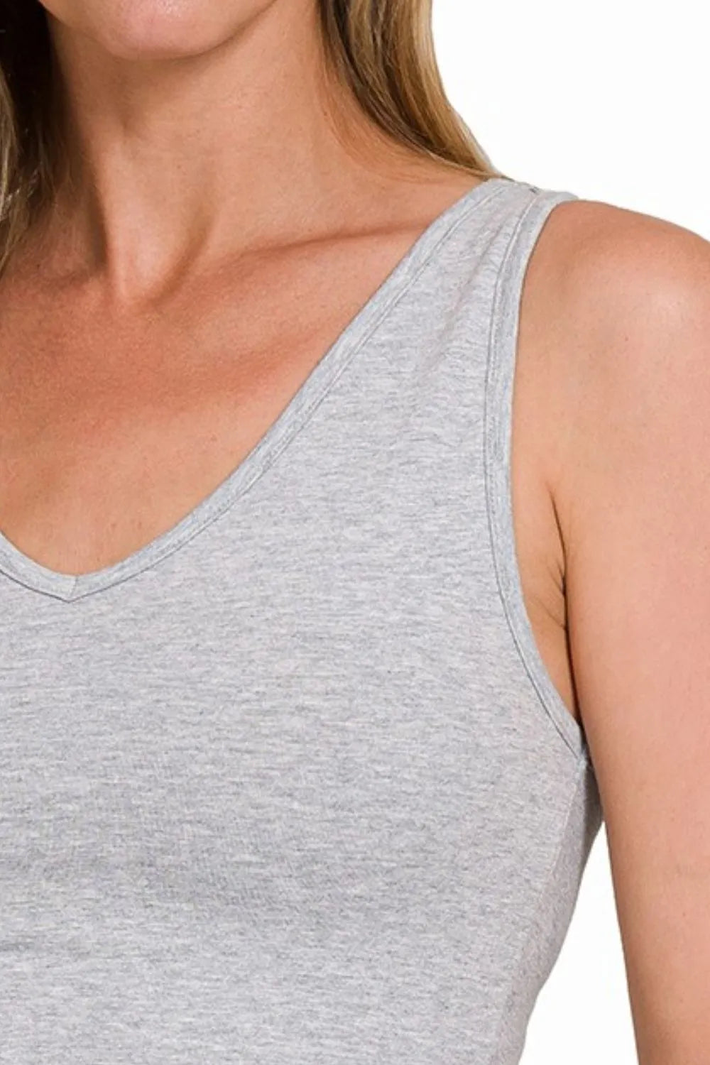 Zenana Cotton V-neck Cropped Cami Top - Tops by Trendsi | Available at Handbags Specialist Headquarter