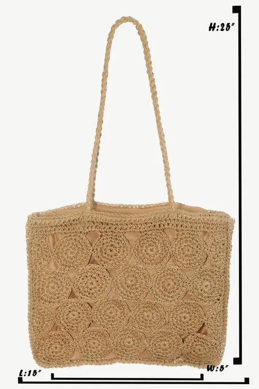 Fame Square Braided Pattern Tote Bag - Tote Bag by Trendsi | Available at Handbags Specialist Headquarter