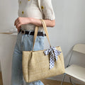 Straw Woven Leather Strap Handbag - Handbags by Trendsi | Available at Handbags Specialist Headquarter