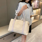 Houndstooth Canvas Travel Bag - travel-bag by Trendsi | Available at Handbags Specialist Headquarter