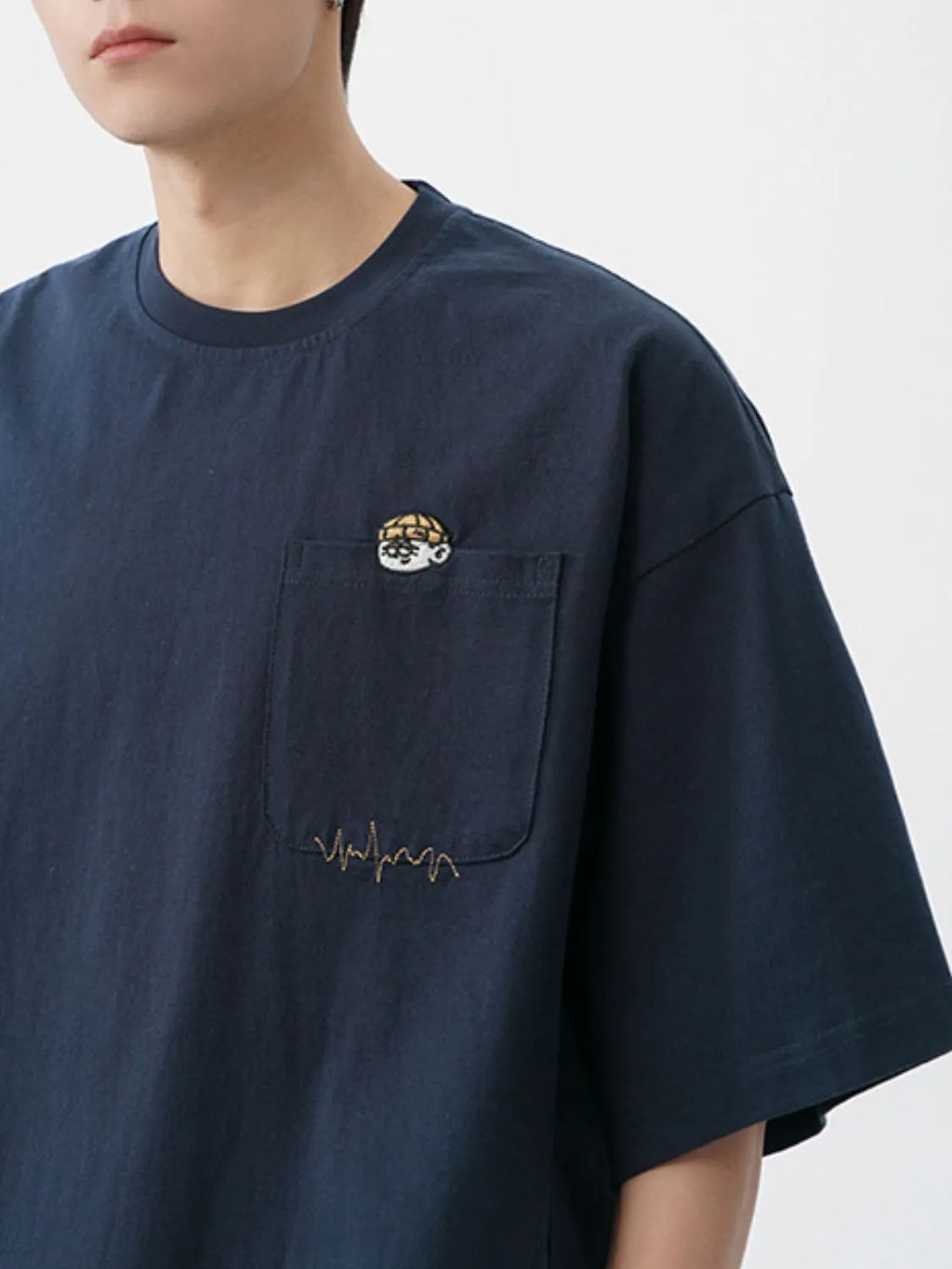 Men's Plus Size Round Neck Embroidered T-Shirt - Men's T-Shirt by Trendsi | Available at Handbags Specialist Headquarter