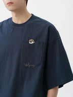 Men's Plus Size Round Neck Embroidered T-Shirt - Men's T-Shirt by Trendsi | Available at Handbags Specialist Headquarter