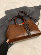 PU Leather Handbag with Pendant - Tote Bag by Trendsi | Available at Handbags Specialist Headquarter