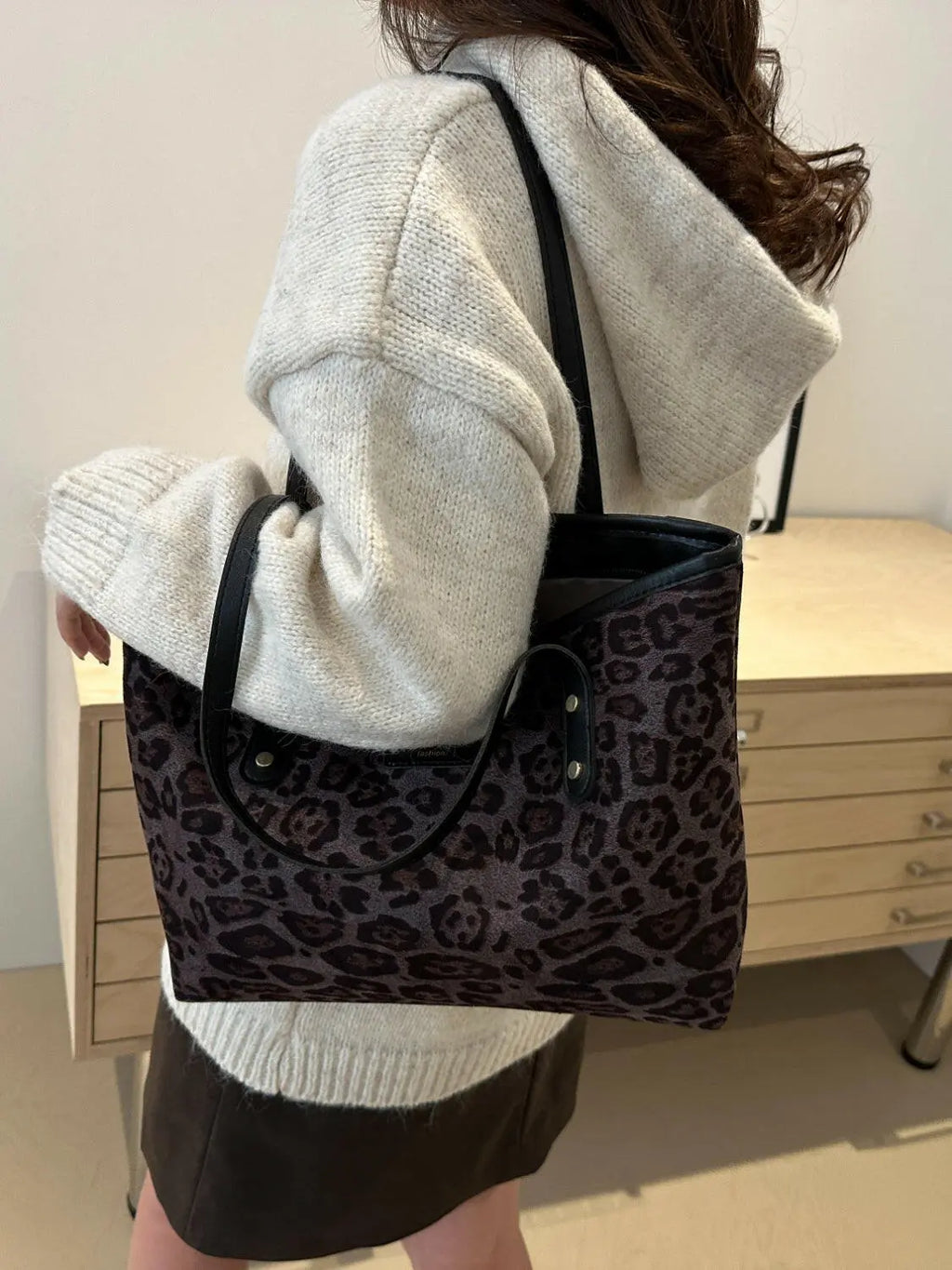 Leopard Polyester Tote Bag - Tote Bag by Trendsi | Available at Handbags Specialist Headquarter