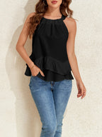 Ruffled Printed Halter Neck Cami Top - Tops by Trendsi | Available at Handbags Specialist Headquarter