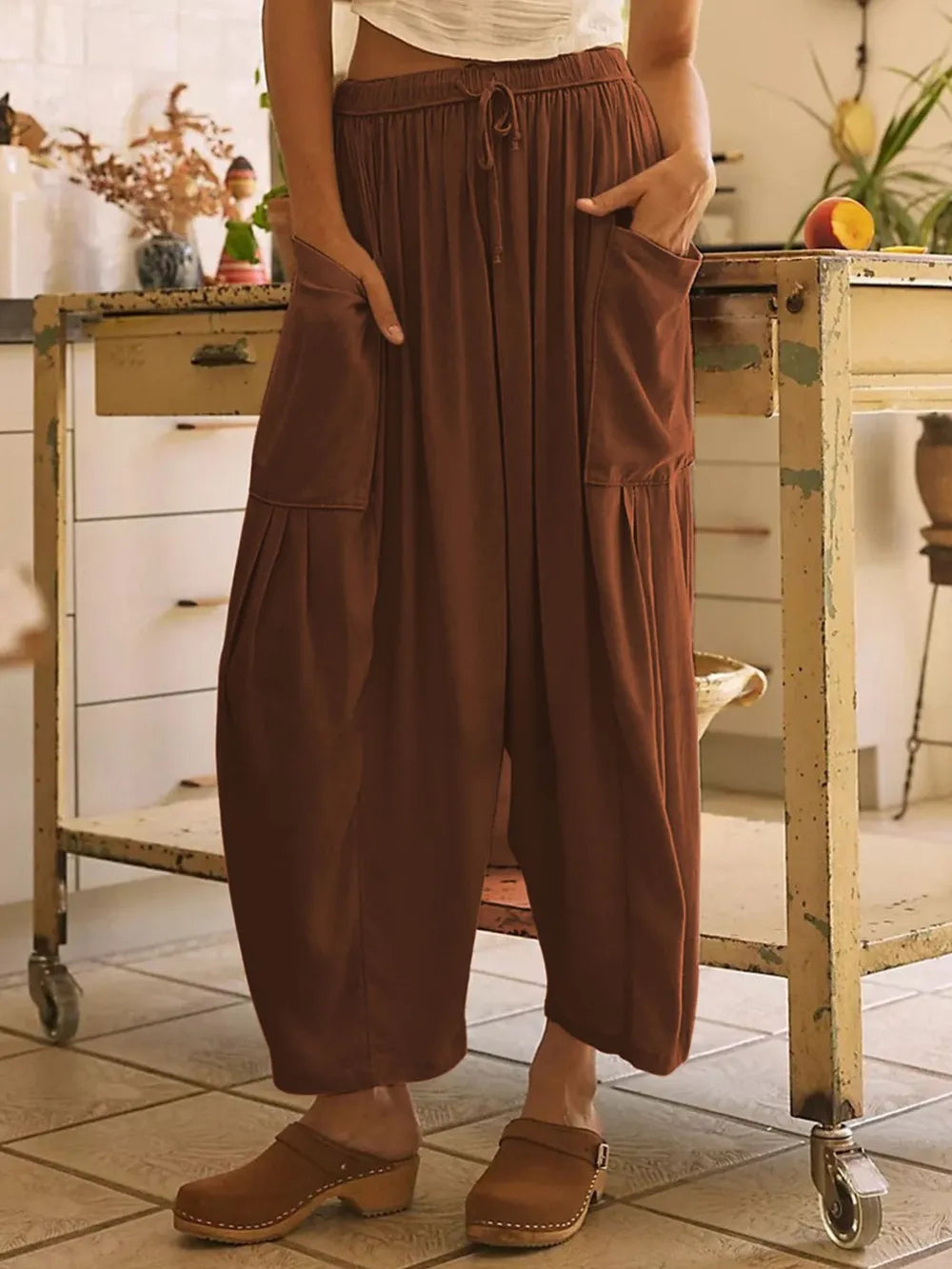 Full Size Wide Leg Pants with Pockets - Women Pants by Trendsi | Available at Handbags Specialist Headquarter