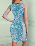 V-Neck Colorblock Sleeveless Bodycon Dress - Dresses by Trendsi | Available at Handbags Specialist Headquarter