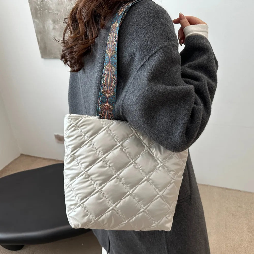 PU Leather Printed Strap Quilted Handbag - Tote Bag by Trendsi | Available at Handbags Specialist Headquarter