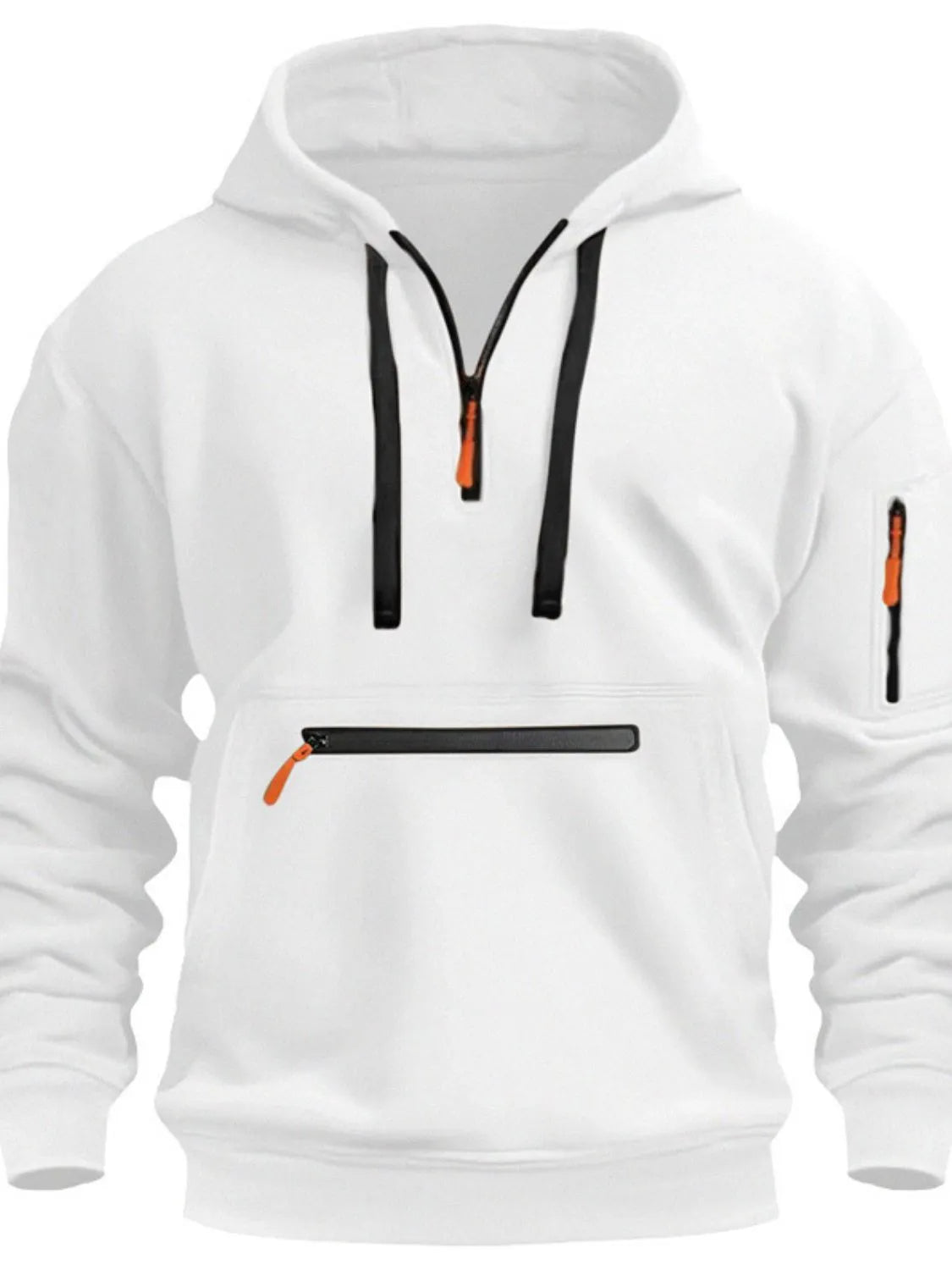 Men's Full Drawstring Half Zip Hoodie Plus Size - Men's Sweatshirts by Trendsi | Available at Handbags Specialist Headquarter