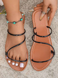 Strappy Leather Flat Sandals - Women Sandals by Trendsi | Available at Handbags Specialist Headquarter