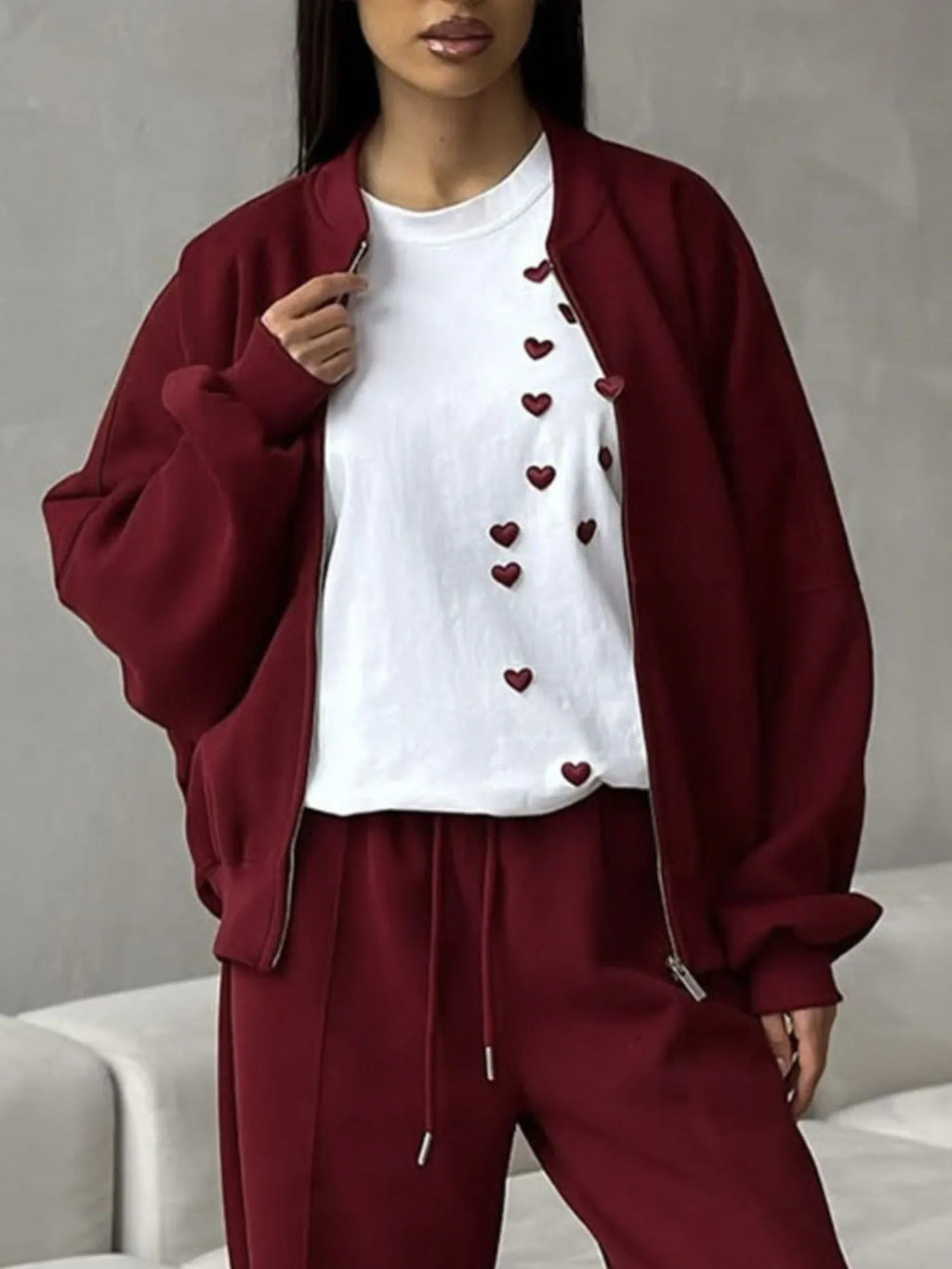 Plus Size Heart Round Neck Short Sleeve T-Shirt - Tops by Trendsi | Available at Handbags Specialist Headquarter