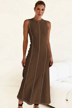Contrast Stitching Maxi Tank Dress - Maxi Dress by Trendsi | Available at Handbags Specialist Headquarter