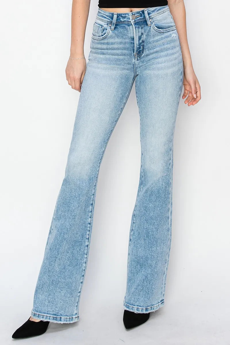 RISEN High Rise Bootcut Jeans - Women / Jeans & Denim by Trendsi | Available at Handbags Specialist Headquarter