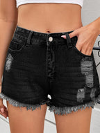 Distressed Raw Hem Denim Shorts - Women / Jeans & Denim by Trendsi | Available at Handbags Specialist Headquarter