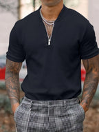 Men's Full Size Baseball Collar Solid Polo Plus Size - Men's Shirts by Trendsi | Available at Handbags Specialist Headquarter