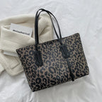 PU Leather Leopard Tote Bag - Tote Bag by Trendsi | Available at Handbags Specialist Headquarter