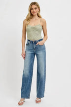 RISEN Full Size Distressed Wide Leg Jeans Plus Size - Women / Jeans & Denim by Trendsi | Available at Handbags Specialist Headquarter