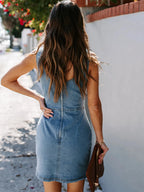 Fitted Denim Tank Dress with Side Slit - Women / Jeans & Denim by Trendsi | Available at Handbags Specialist Headquarter