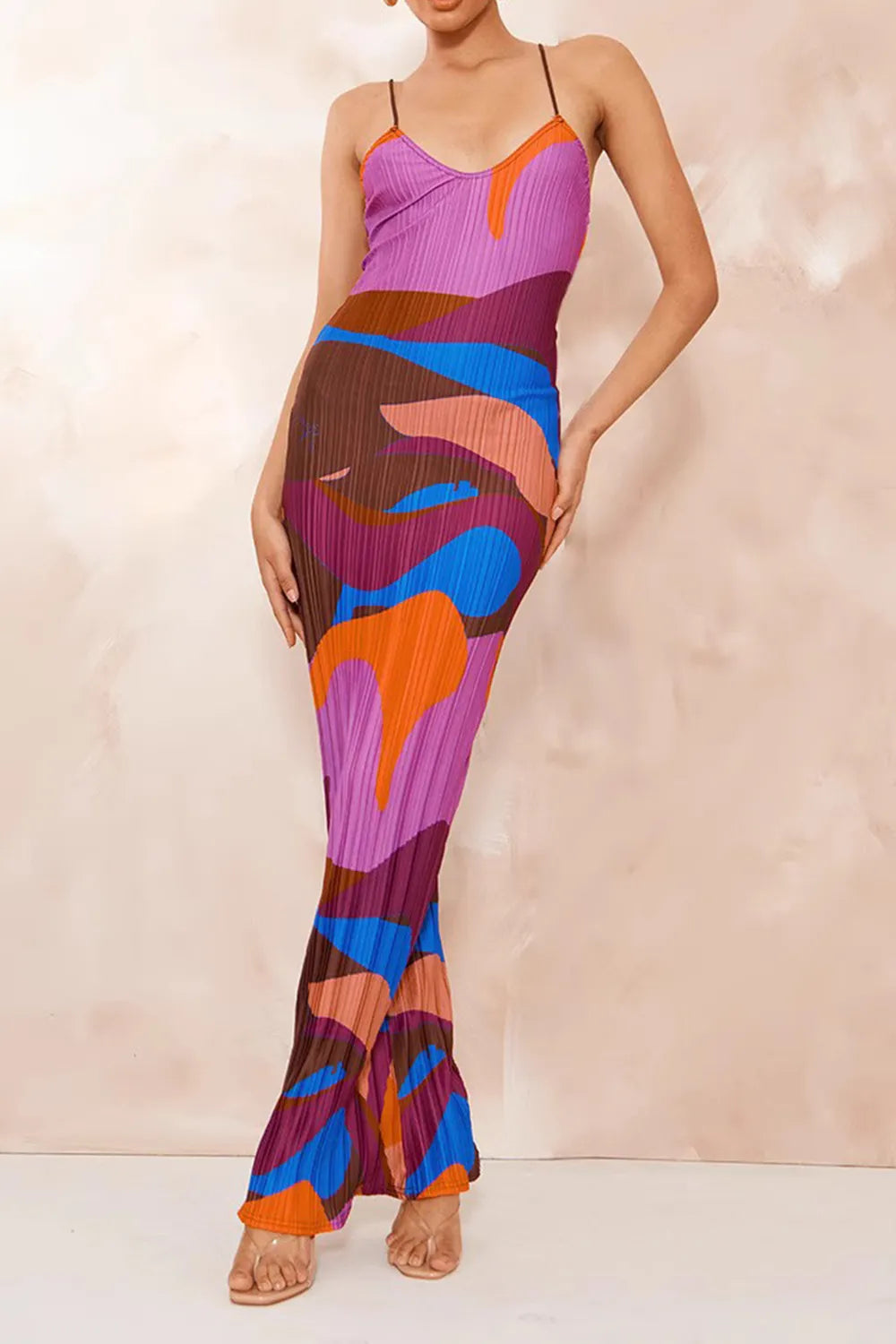 Backless Printed Maxi Cami Dress - Maxi Dress by Trendsi | Available at Handbags Specialist Headquarter