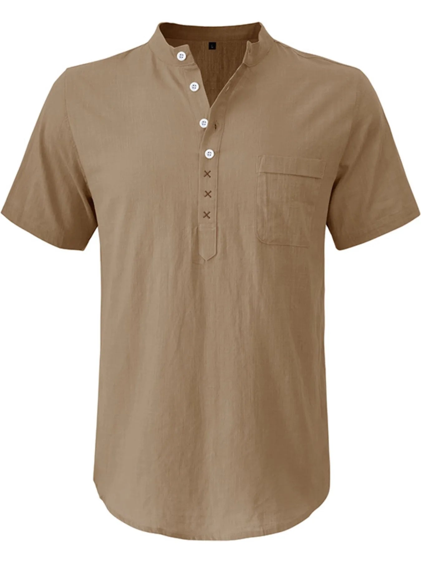 Men's Casual Collar Short Sleeve Linen Polo Shirt - Men's Polo shirt by Trendsi | Available at Handbags Specialist Headquarter