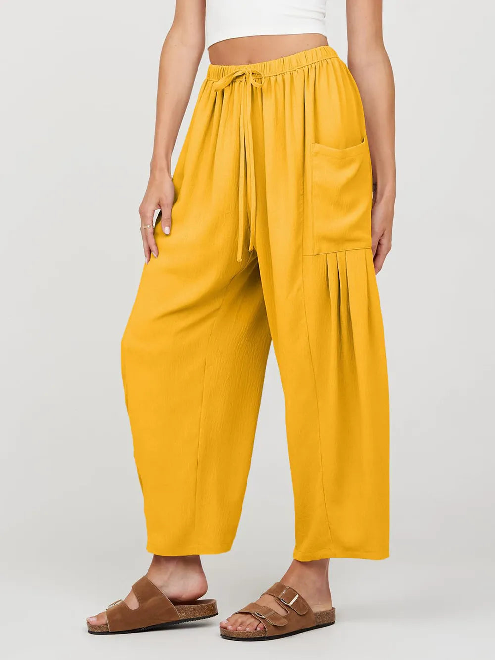 Full Size Wide Leg Pants with Pockets - Women Pants by Trendsi | Available at Handbags Specialist Headquarter