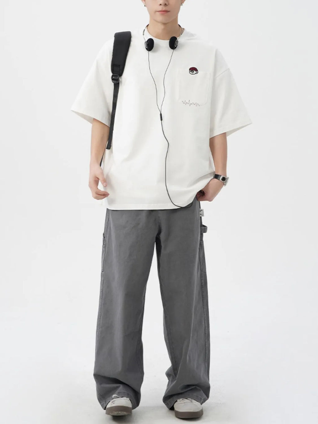 Men's Plus Size Round Neck Embroidered T-Shirt - Men's T-Shirt by Trendsi | Available at Handbags Specialist Headquarter