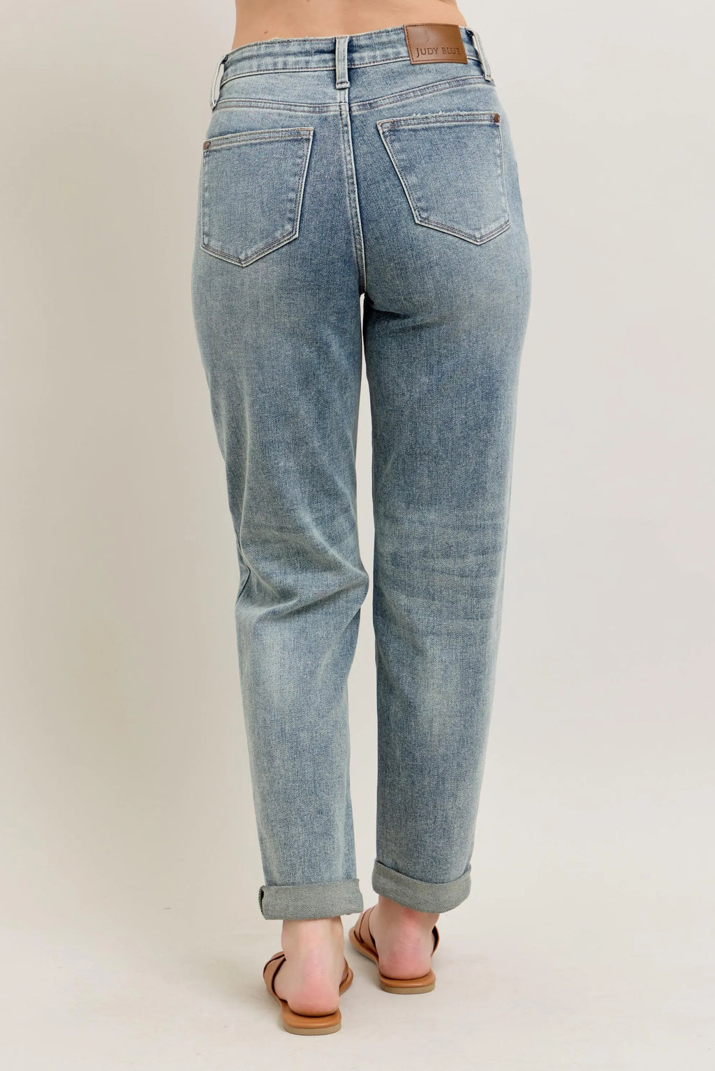 Judy Blue Full Size Hw Vintage Wash Double Roll Cuff Bf Jeans Plus Size - Women / Jeans & Denim by Trendsi | Available at Handbags Specialist Headquarter