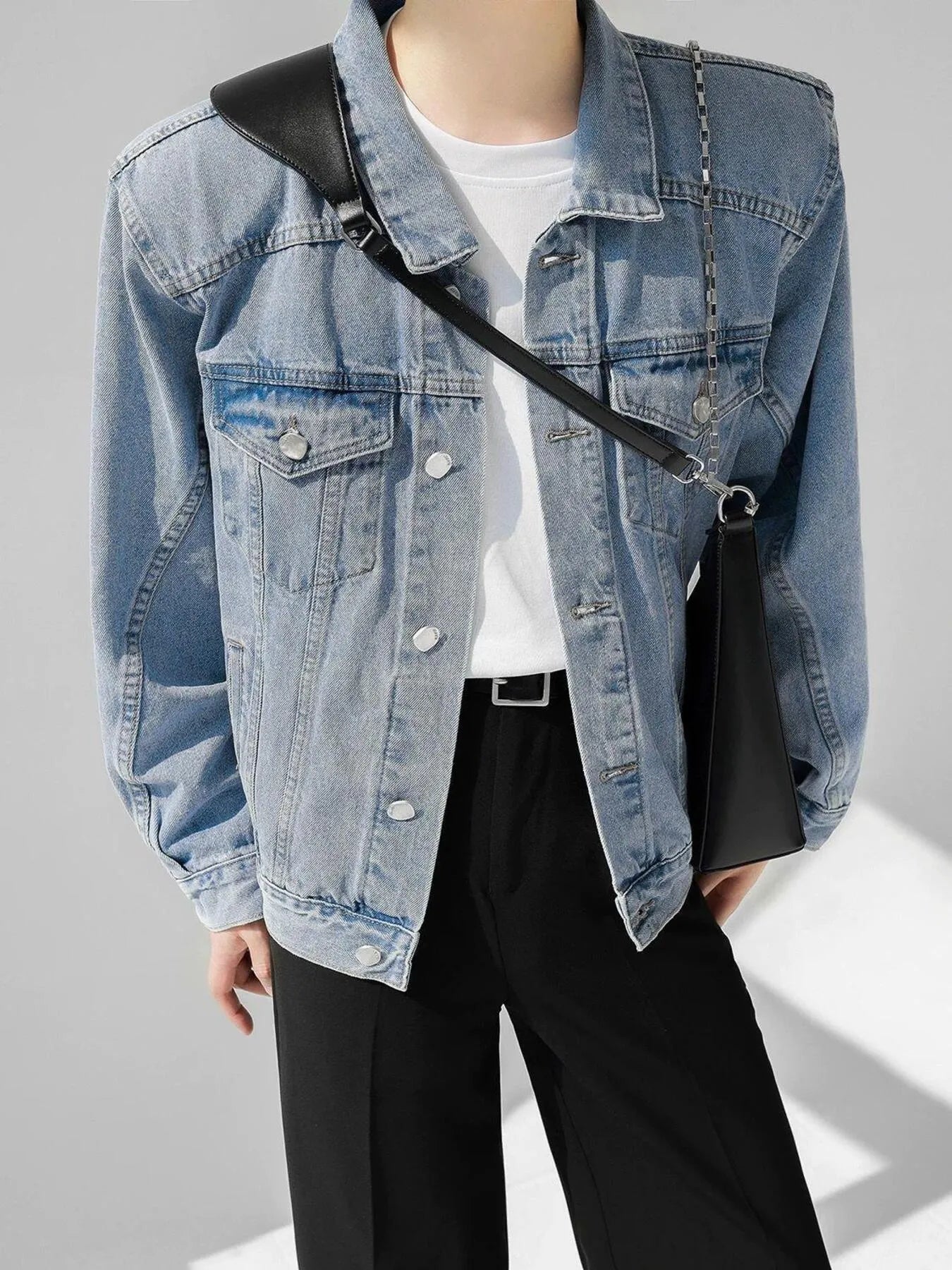 Men's Plus Size Button Up Long Sleeve Denim Jacket - Men's jackets by Trendsi | Available at Handbags Specialist Headquarter