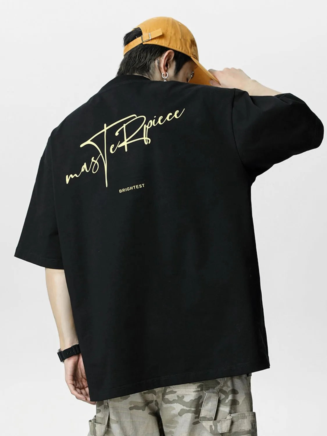 Men's Plus Size Round Neck Letter Graphic T-Shirt - Men's T-Shirt by Trendsi | Available at Handbags Specialist Headquarter