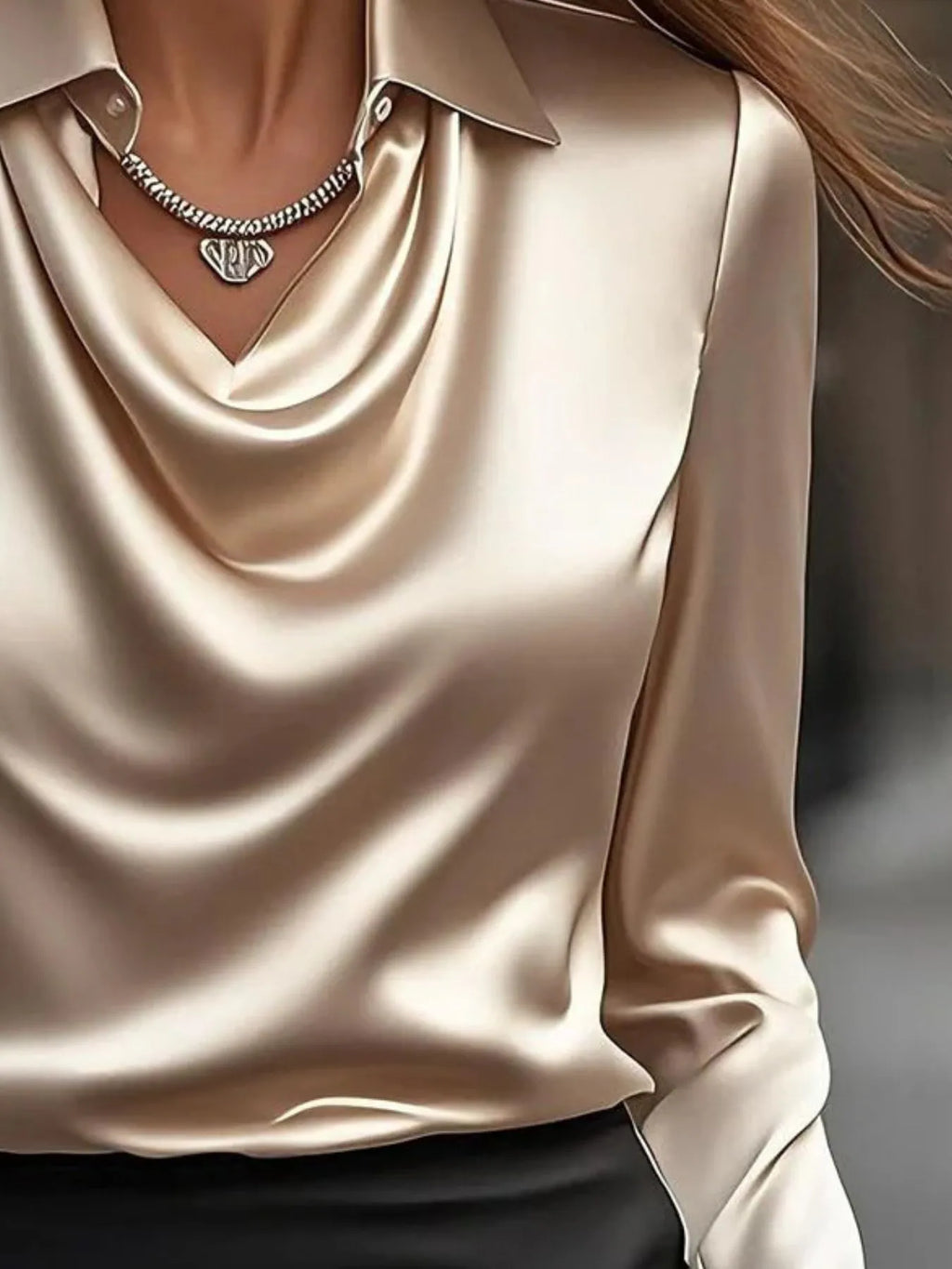 Full Size Long Sleeve Blouse with Collar Plus Size - Tops by Trendsi | Available at Handbags Specialist Headquarter