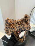 Leopard Fluff Shoulder Bag - Handbags by Trendsi | Available at Handbags Specialist Headquarter