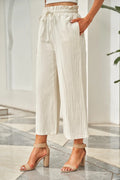 Drawstring Paperbag Waist Wide Leg Pants - Women Pants by Trendsi | Available at Handbags Specialist Headquarter