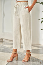 Drawstring Paperbag Waist Wide Leg Pants - Women Pants by Trendsi | Available at Handbags Specialist Headquarter