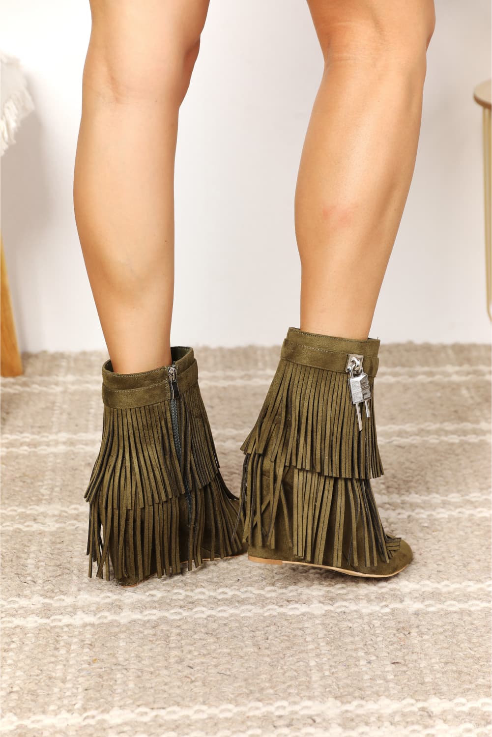 Legend Women's Tassel Wedge Heel Ankle Booties - Women Sandals by Trendsi | Available at Handbags Specialist Headquarter