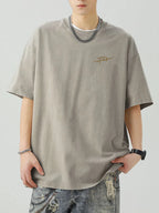 Men's Plus Size Round Neck Letter Graphic T-Shirt - Men's T-Shirt by Trendsi | Available at Handbags Specialist Headquarter