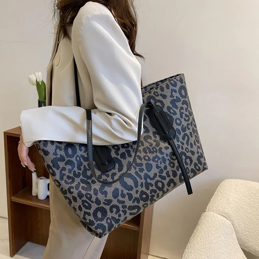 PU Leather Leopard Tote Bag - Tote Bag by Trendsi | Available at Handbags Specialist Headquarter