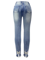 Rhinestone Butterfly Jeans with Pockets - Women / Jeans & Denim by Trendsi | Available at Handbags Specialist Headquarter
