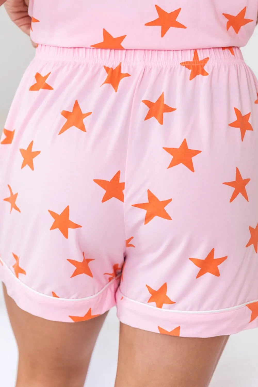 Star Print Short Sleeve Shirt and Shorts Set - Sleepwear by Trendsi | Available at Handbags Specialist Headquarter