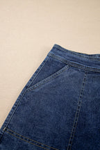 Asymmetrical Denim Skort with Pockets - Women / Jeans & Denim by Trendsi | Available at Handbags Specialist Headquarter