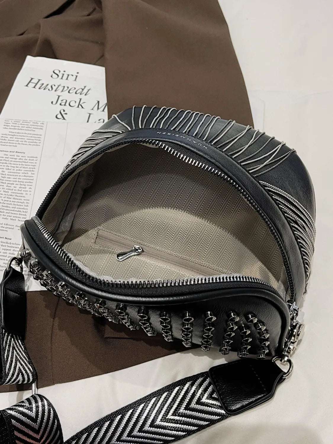 Fringe Studded PU Leather Crossbody Bag - Crossbody Bag by Trendsi | Available at Handbags Specialist Headquarter