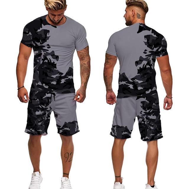 WavePrint 3D Beachwear: Short-Sleeve & Shorts Set