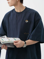 Men's Plus Size Round Neck Embroidered T-Shirt - Men's T-Shirt by Trendsi | Available at Handbags Specialist Headquarter