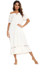 Lace Detail Short Sleeve Lounge Dress - Sleepwear by Trendsi | Available at Handbags Specialist Headquarter