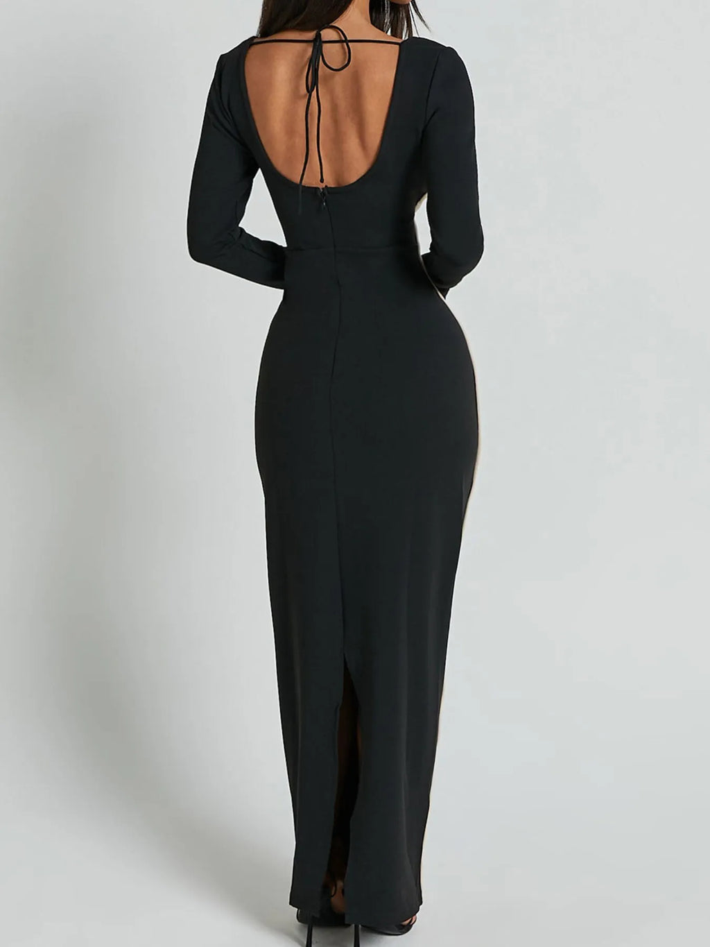 Contrast Trim Long Sleeve Bodycon Maxi Dress - Maxi Dress by Trendsi | Available at Handbags Specialist Headquarter