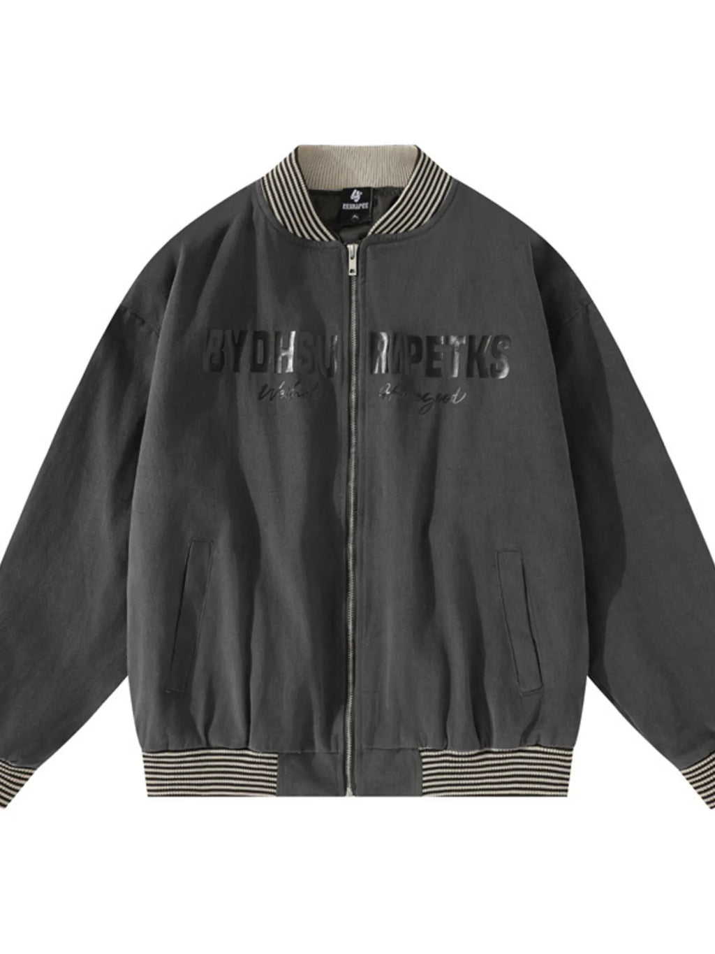 Men's Striped Hem Zip Up Jacket - Men's jackets by Trendsi | Available at Handbags Specialist Headquarter