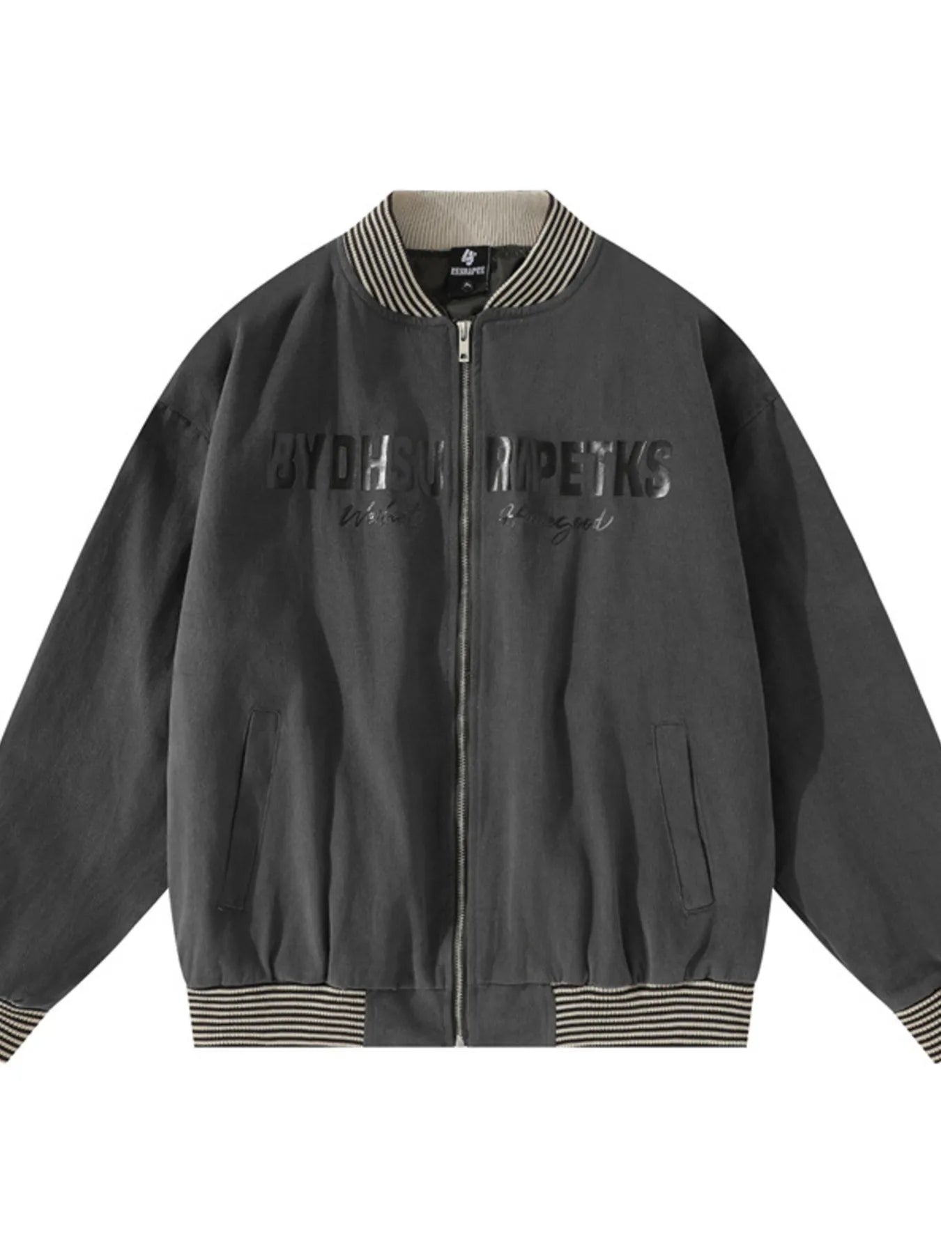 Men's Striped Hem Zip Up Jacket - Men's jackets by Trendsi | Available at Handbags Specialist Headquarter