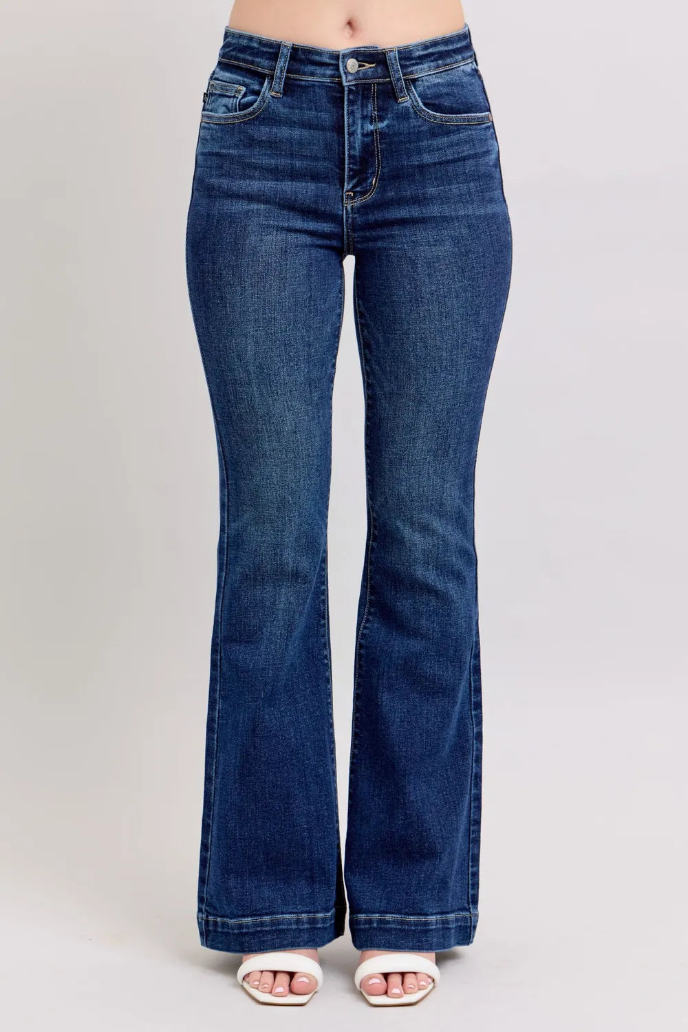Judy Blue Full Size High Rise Flare Jeans with Pockets Plus Size - Women / Jeans & Denim by Trendsi | Available at Handbags Specialist Headquarter